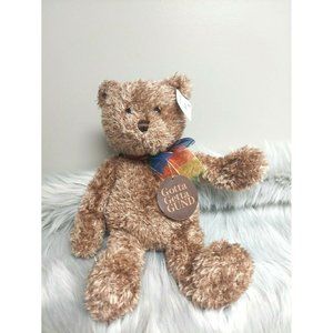VTG GUND Bearessence Brown Teddy Bear Rainbow Bow 16" Tall Plush w/ Tags
